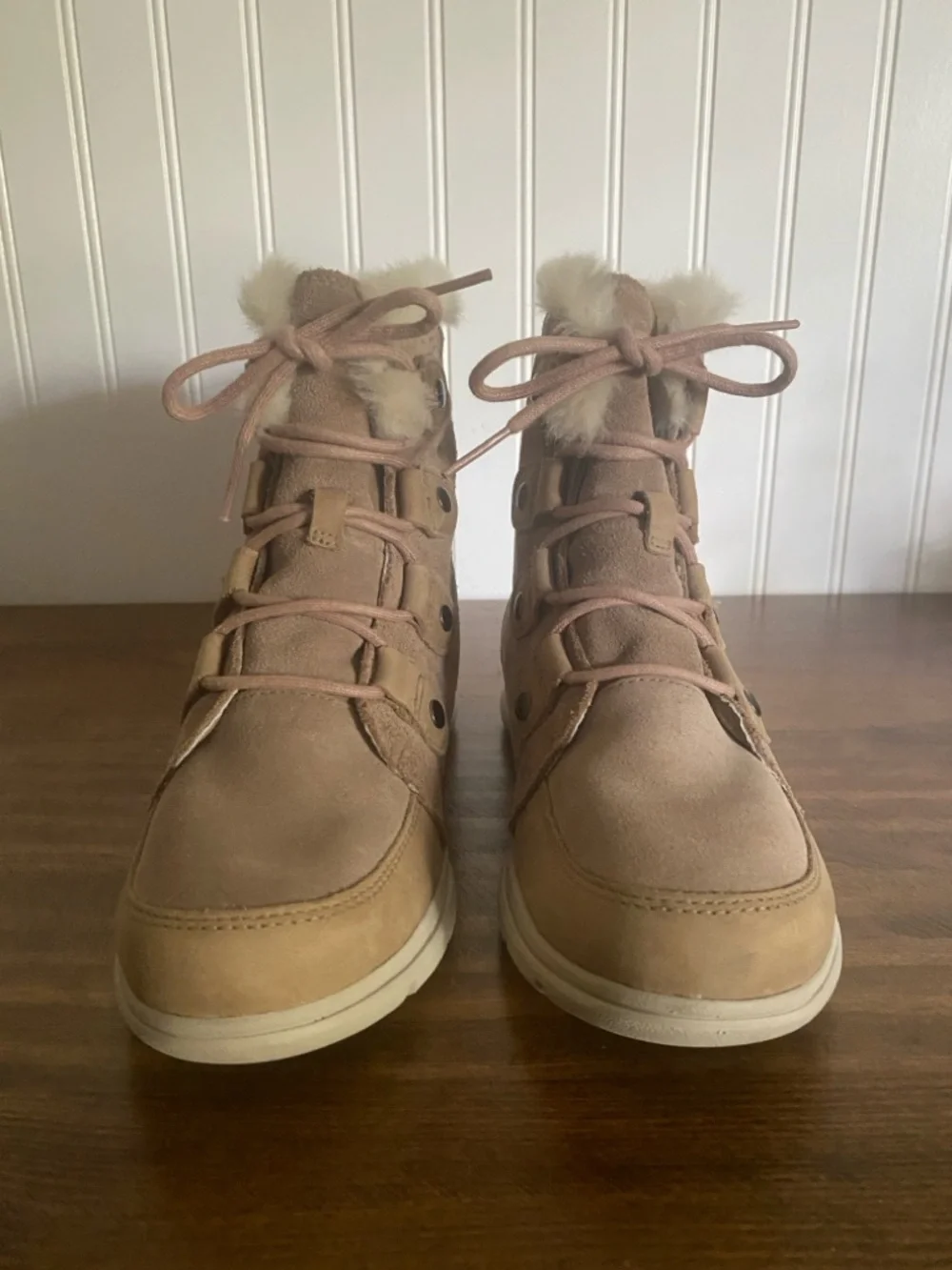 SOREL - Women's Tan Suede Faux-Fur Winter Ankle Boot